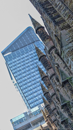 Pittsburgh Views, Not Yet Abandoned- Old Church superimposed on newer Buildings