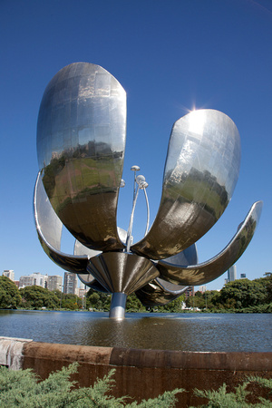 United Nations Plaza with metal flower